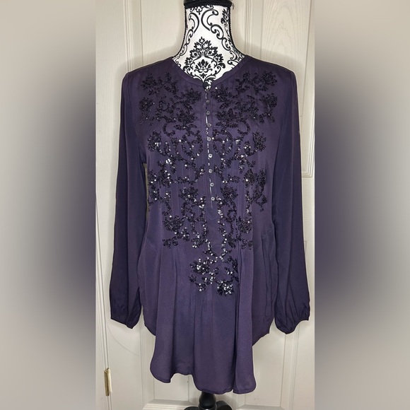 NWT Calypso St. Barth Calriss Tunic Top Dark Purple - Picture 1 of 10